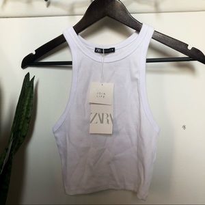 Zara ribbed tank top in white